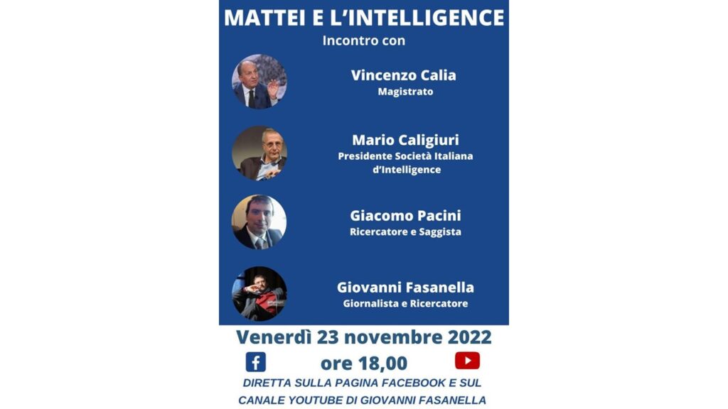 Mattei e l'Intelligence - incontro sul canale youtube di Giovanni Fasanella - front