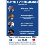 Mattei e l'Intelligence - incontro sul canale youtube di Giovanni Fasanella - front