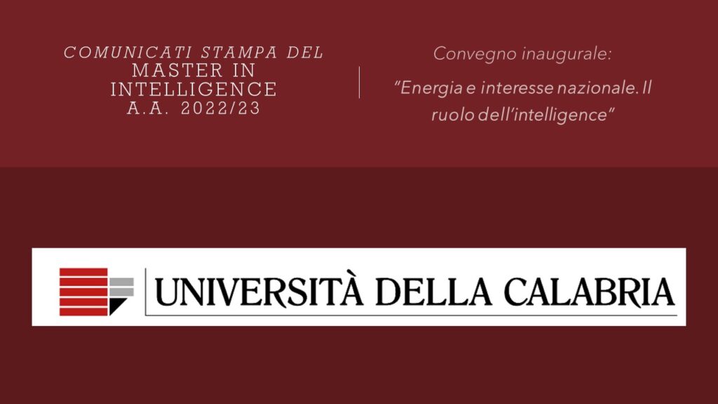 master in intelligence UniCal 2022-23 - convegno inaugurale
