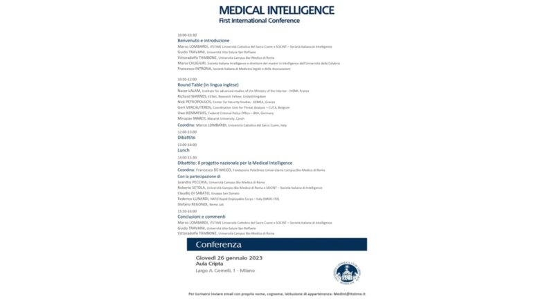 Convegno Medical Intelligence 2023 front
