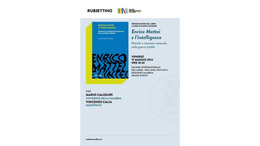 Presentazione del libro Enrico Mattei e l'Intelligence presso il Salone del libro di Torino 2023 front