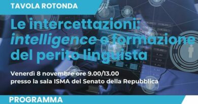 Linguistica Forense: un vuoto normativo da colmare. Tavola Rotonda al Senato.